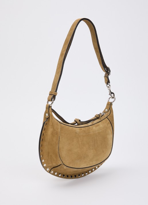 Isabel Marant Oskan Moon crossbodytas van kalfssuède met studs  - achterkant 7 camel