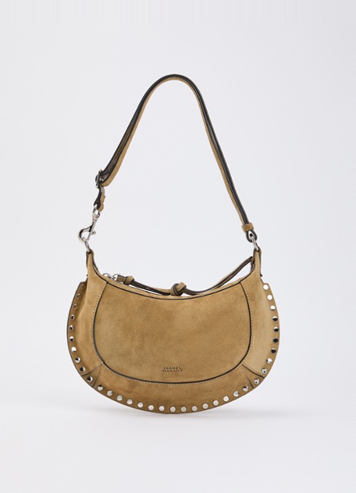Isabel Marant Oskan Moon crossbodytas van kalfssuède met studs  - voorkant 5 camel