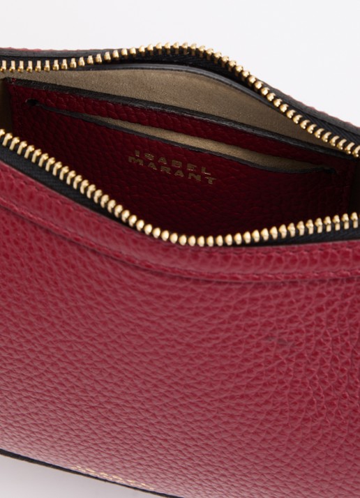 Isabel Marant Oskan Moon schoudertas van leer met studs en verstelbare schouderriem - detail cranberryrood