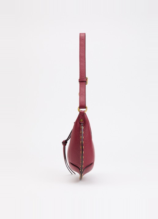 Isabel Marant Oskan Moon schoudertas van leer met studs en verstelbare schouderriem - detail 2 cranberryrood