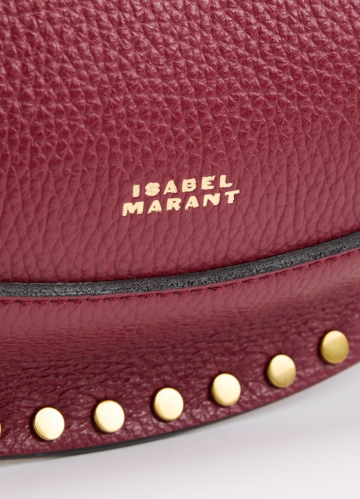 Isabel Marant Oskan Moon schoudertas van leer met studs en verstelbare schouderriem - detail 3 cranberryrood