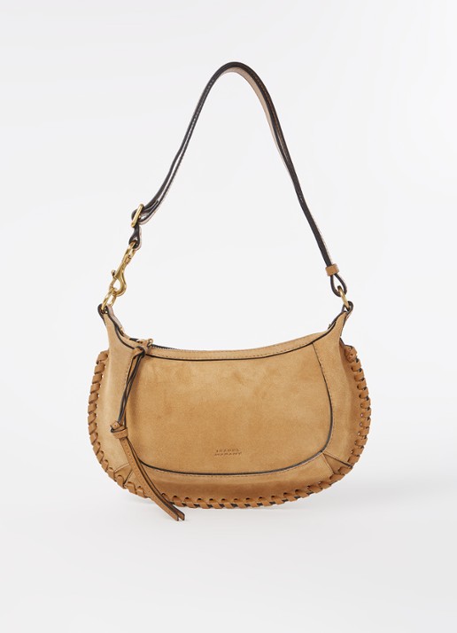 Isabel Marant Oskan Moon schoudertas van suède - voorkant 5 camel