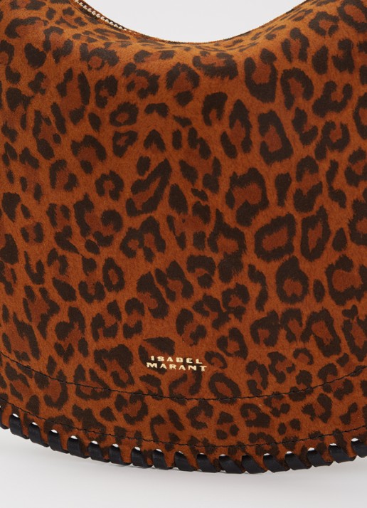 Isabel Marant Oskan schoudertas van suède met panterprint - detail 3 bruin