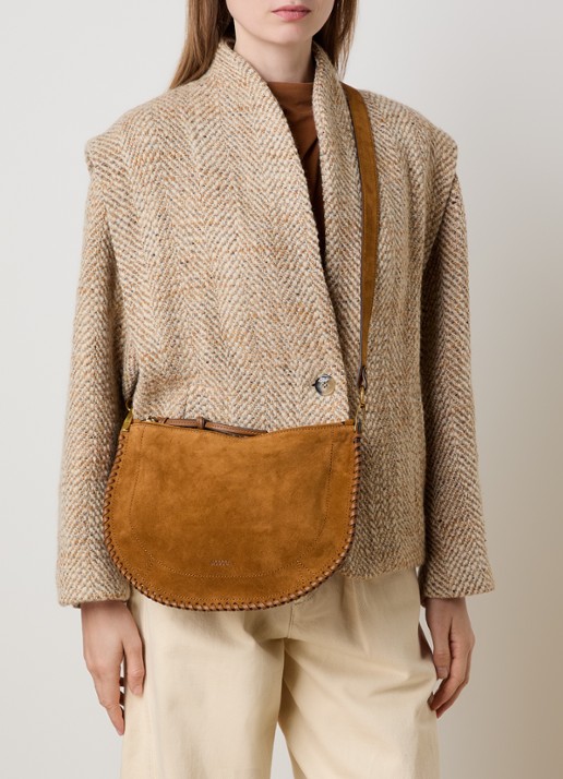 Isabel Marant Oskan Soft crossbodytas van kalfssuède - voorkant 4 cognac