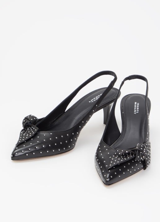 Isabel Marant Palmo sling-back van lamsleer met studs - detail zwart