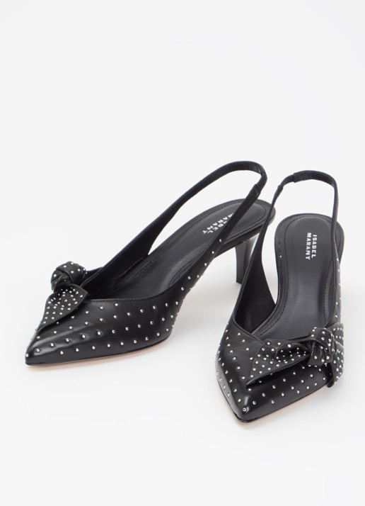 Isabel Marant Palmo slingback van lamsleer met studs - detail 3 zwart