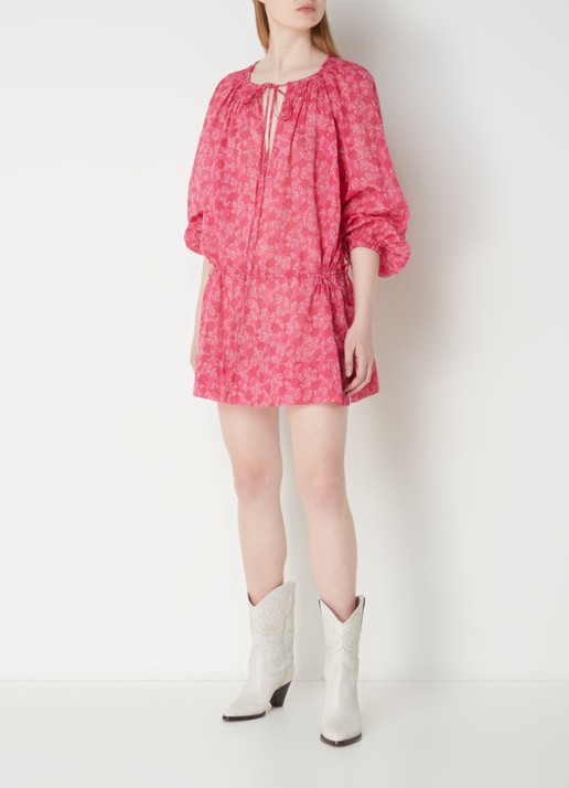 Isabel Marant Parsley mini tuniekjurk met strikdetail - voorkant 5 fuchsia