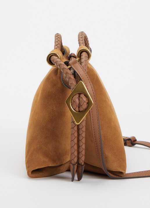 Isabel Marant Pipa M handtas van kalfssuède met afneembare schouderriem - detail 2 cognac