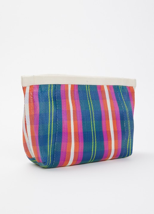 Isabel Marant Powden etui met ruitdessin en logo - achterkant indigo
