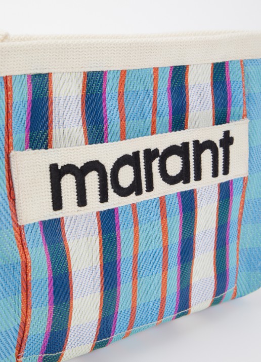 Isabel Marant Powden etui met ruitdessin en logo - detail 5 blauwgrijs
