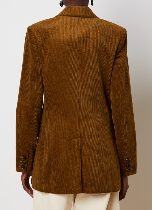 Isabel Marant Rasma double-breasted blazer van corduroy - achterkant 6 cognac