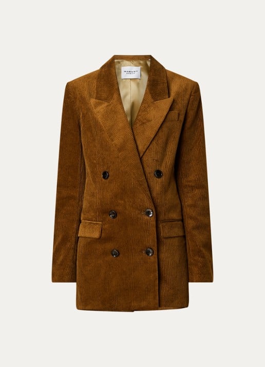 Isabel Marant Rasma double-breasted blazer van corduroy - voorkant cognac