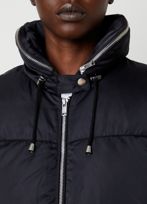 Isabel Marant Rilja puffer jack met donsvulling en opbergbare capuchon - detail 4 zwart