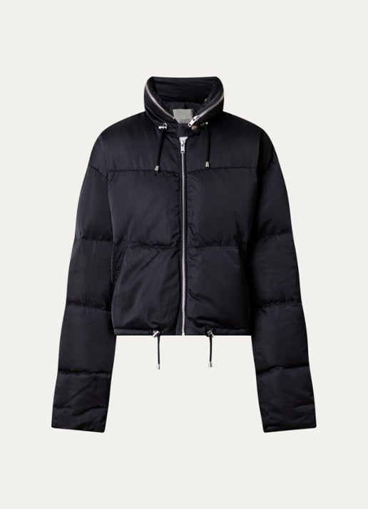 Isabel Marant Rilja puffer jack met donsvulling en opbergbare capuchon - voorkant 5 zwart