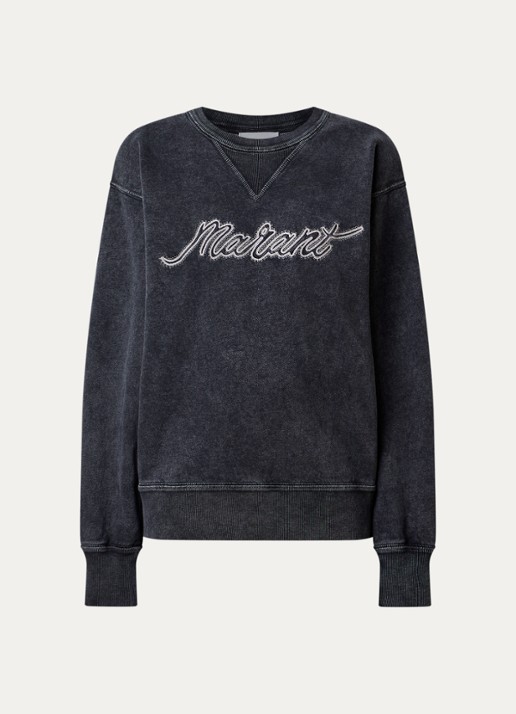 Isabel Marant Rise sweater met logoborduring - voorkant antraciet