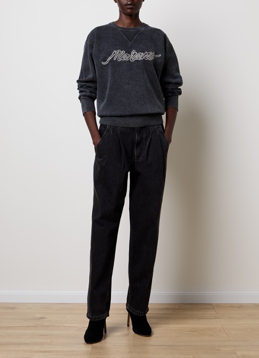 Isabel Marant Rise sweater met logoborduring - voorkant 2 antraciet