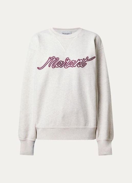 Isabel Marant Rise sweater met logoborduring - voorkant 3 lichtgrijs