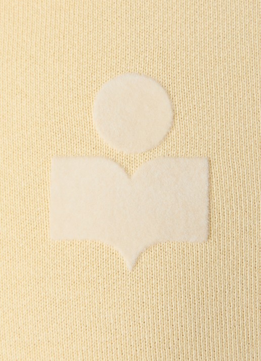 Isabel Marant Ross sweater met halve rits en flock logoprint - detail 2 lichtgeel