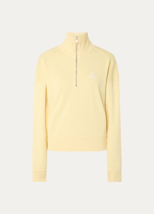 Isabel Marant Ross sweater met halve rits en flock logoprint