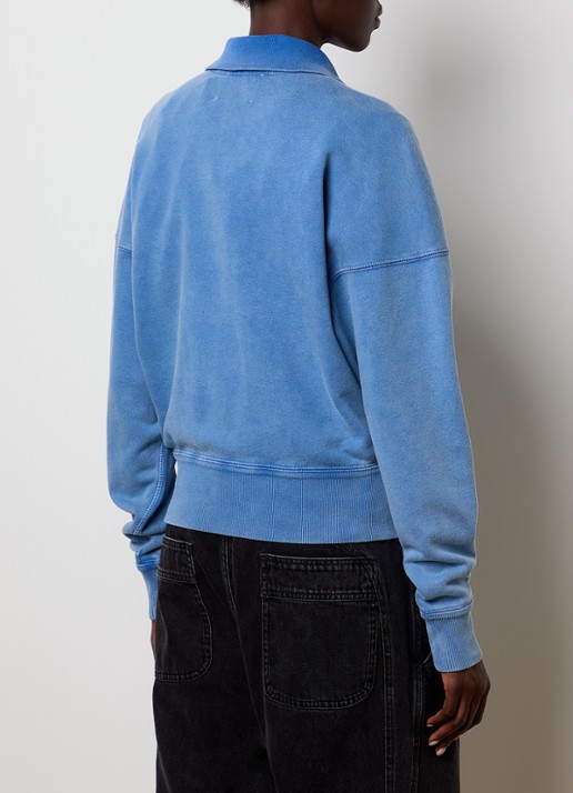 Isabel Marant Ross sweater met halve rits en flock logoprint - achterkant blauw