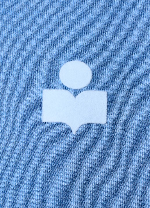 Isabel Marant Ross sweater met halve rits en flock logoprint - detail 3 blauw