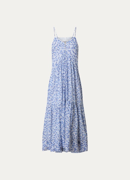 Isabel Marant Sabba midi jurk met bloemenprint - voorkant 2 blauw