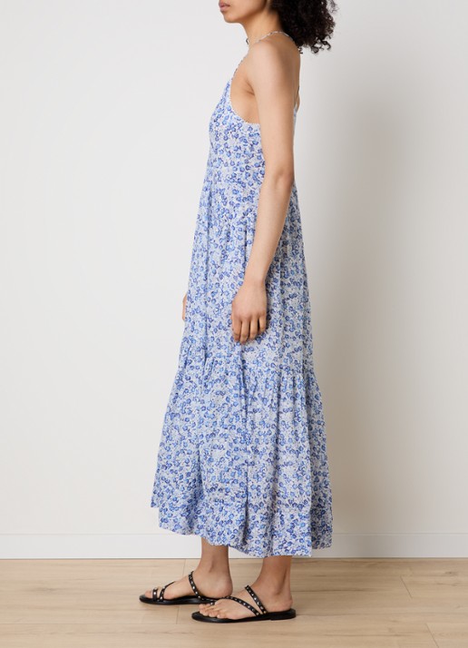 Isabel Marant Sabba midi jurk met bloemenprint - voorkant 3 blauw