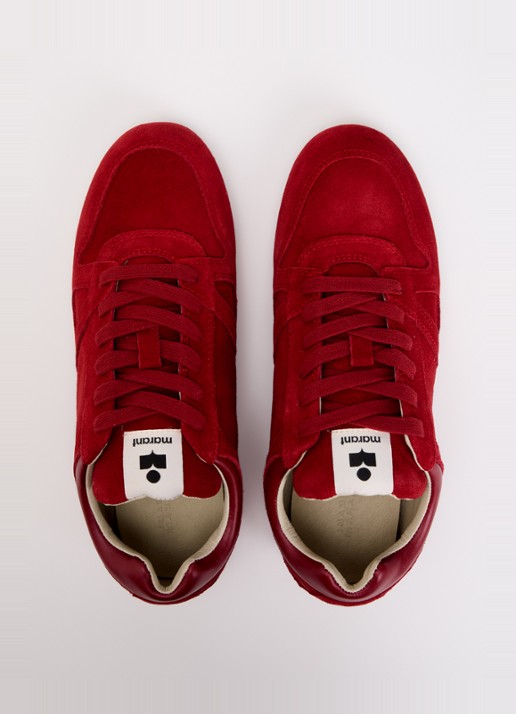 Isabel Marant Senny Low sneaker van suède - detail 2 rood