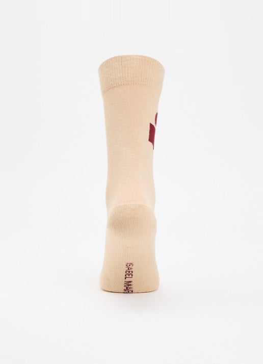 Isabel Marant Siloki sok met logo - voorkant 3 beige