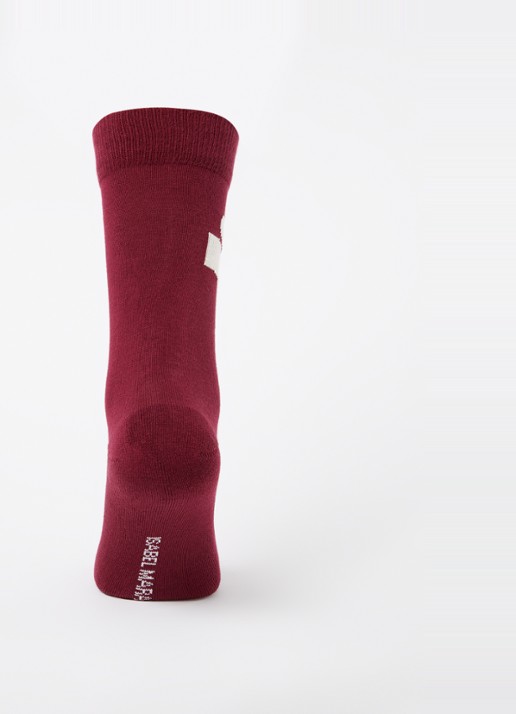 Isabel Marant Siloki sok met logo - voorkant 3 bordeauxrood