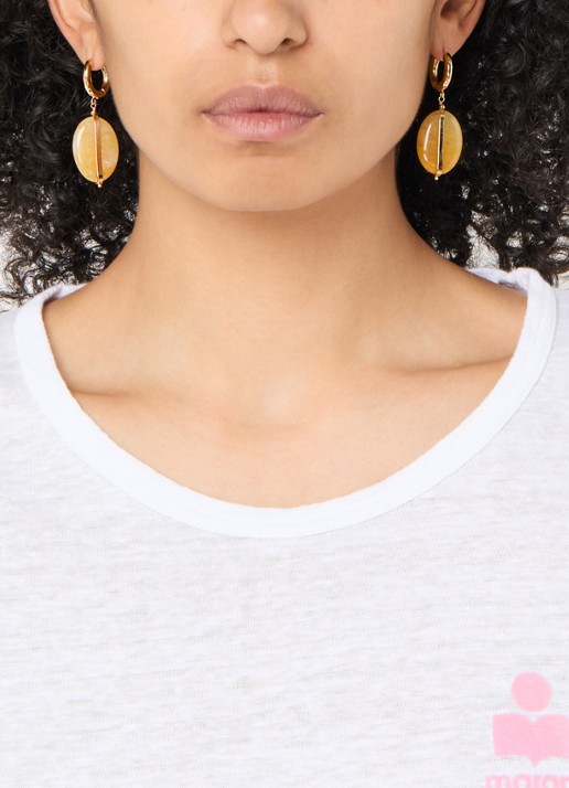 Isabel Marant Stones oorringen met hanger - voorkant 3 geel