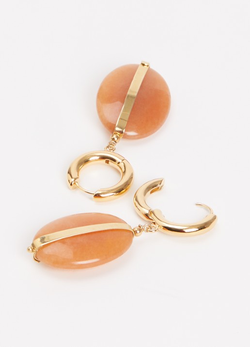 Isabel Marant Stones oorringen met hanger - detail oranje