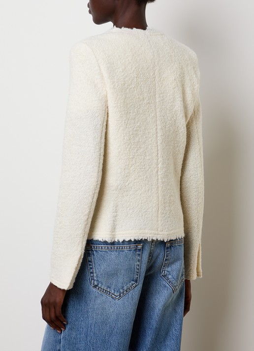 Isabel Marant Suely blazer in alpaca wolblend met paspelzakken - achterkant gebroken wit