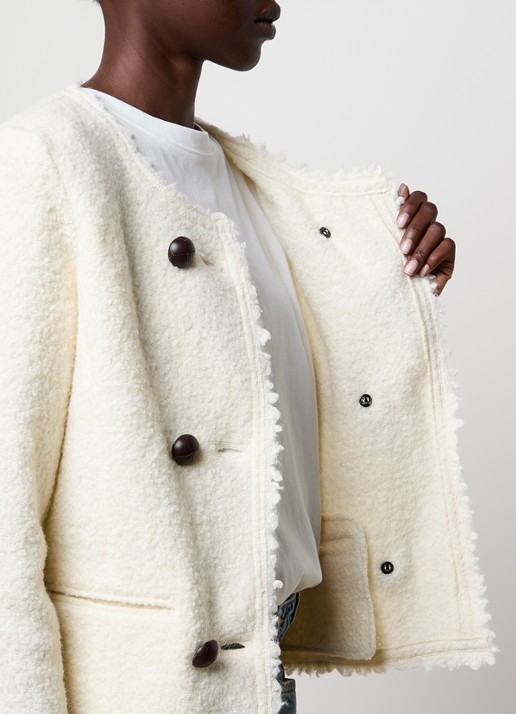 Isabel Marant Suely blazer in alpaca wolblend met paspelzakken - detail 5 gebroken wit