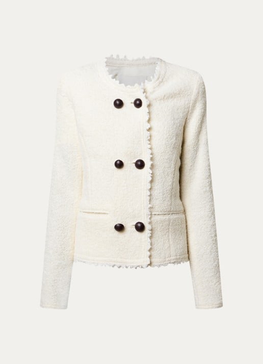 Isabel Marant Suely blazer in alpaca wolblend met paspelzakken - voorkant 2 gebroken wit