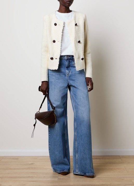 Isabel Marant Suely blazer in alpaca wolblend met paspelzakken - voorkant 3 gebroken wit