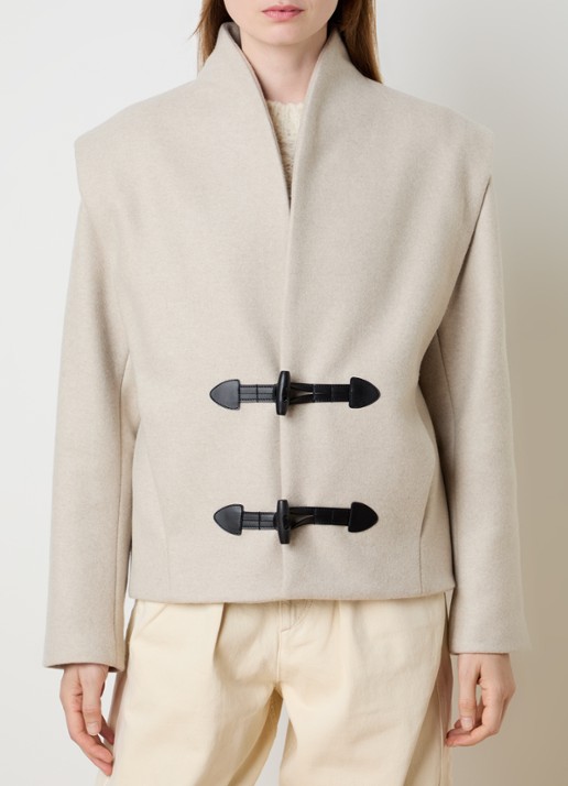 Isabel Marant Toria jack in kasjmierblend met steekzakken - detail 3 zand