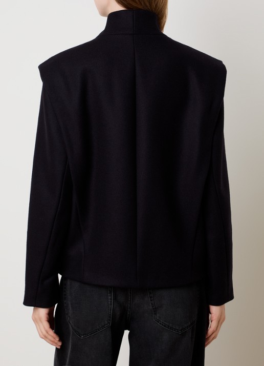 Isabel Marant Toria jack in kasjmierblend met steekzakken - achterkant 4 donkerblauw