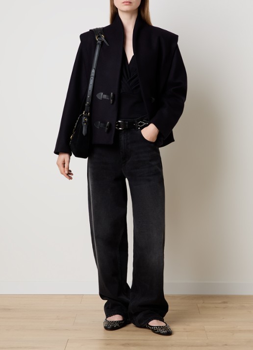 Isabel Marant Toria jack in kasjmierblend met steekzakken - voorkant 6 donkerblauw