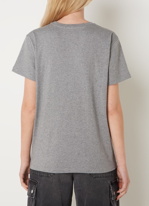Isabel Marant Vidal T-shirt met logoborduring - achterkant middengrijs