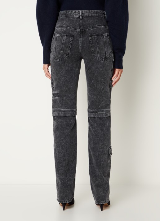 Isabel Marant Vokayo high waist straight fit cargobroek van denim - achterkant 3 zwart