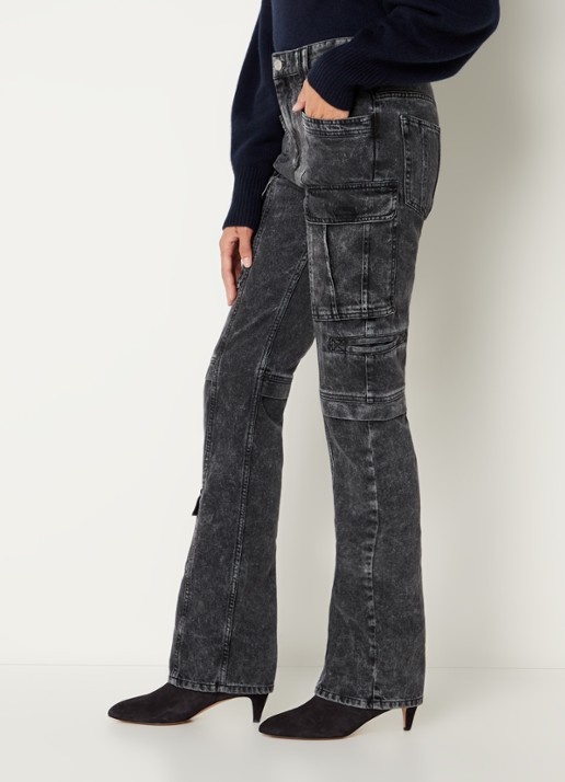 Isabel Marant Vokayo high waist straight fit cargobroek van denim - detail 2 zwart