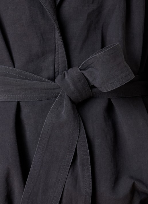 Isabel Marant Volinda bomberjack in linnenblend met steekzakken en strikceintuur  - detail 3 donkerblauw