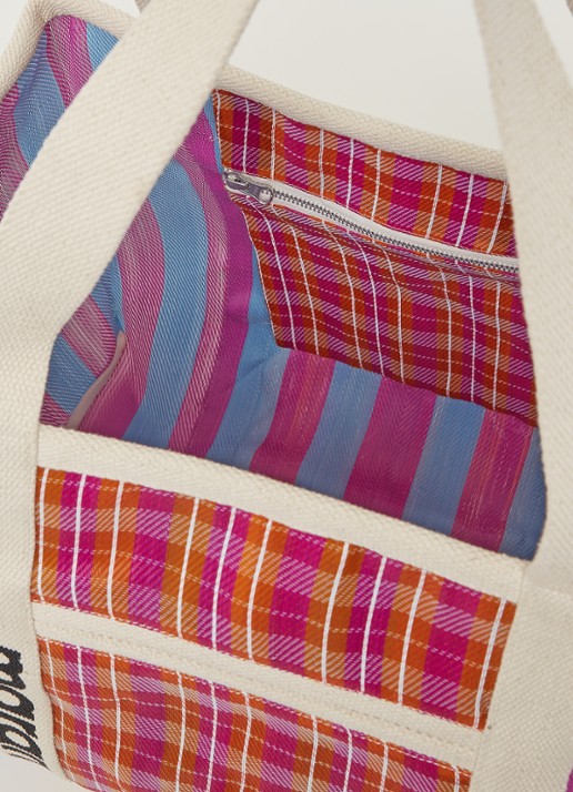Isabel Marant Warden shopper met streep- en ruitdessin - detail paars