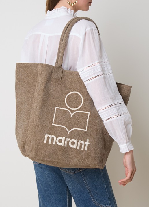 Isabel Marant Yenky shopper met logo - voorkant 5 khaki