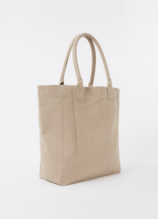 Isabel Marant Yenky shopper van canvas met logoborduring - achterkant beige
