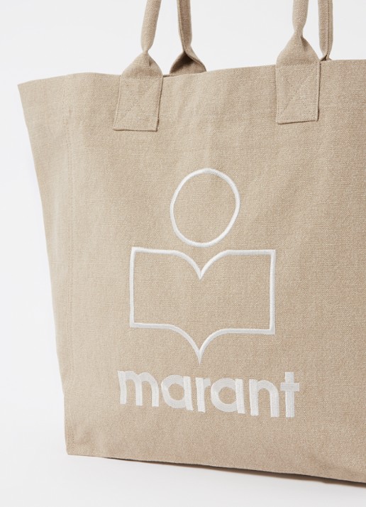 Isabel Marant Yenky shopper van canvas met logoborduring - detail 4 beige