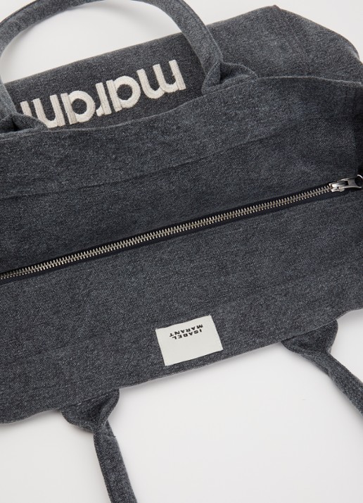 Isabel Marant Yenky shopper van canvas met logoborduring - detail 2 antraciet