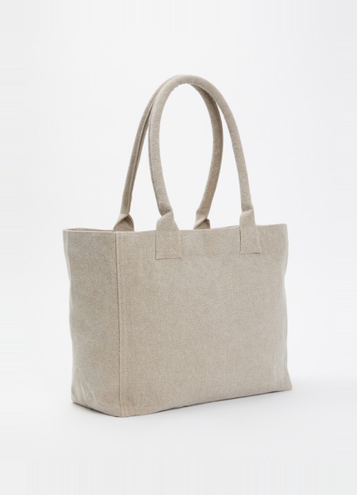 Isabel Marant Yenky shopper van canvas met logoborduring - achterkant beige