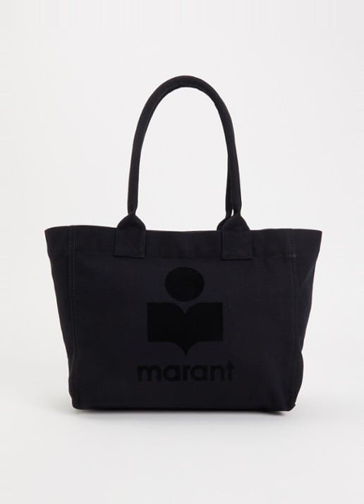 Isabel Marant Yenky shopper van canvas met logoborduring - voorkant zwart